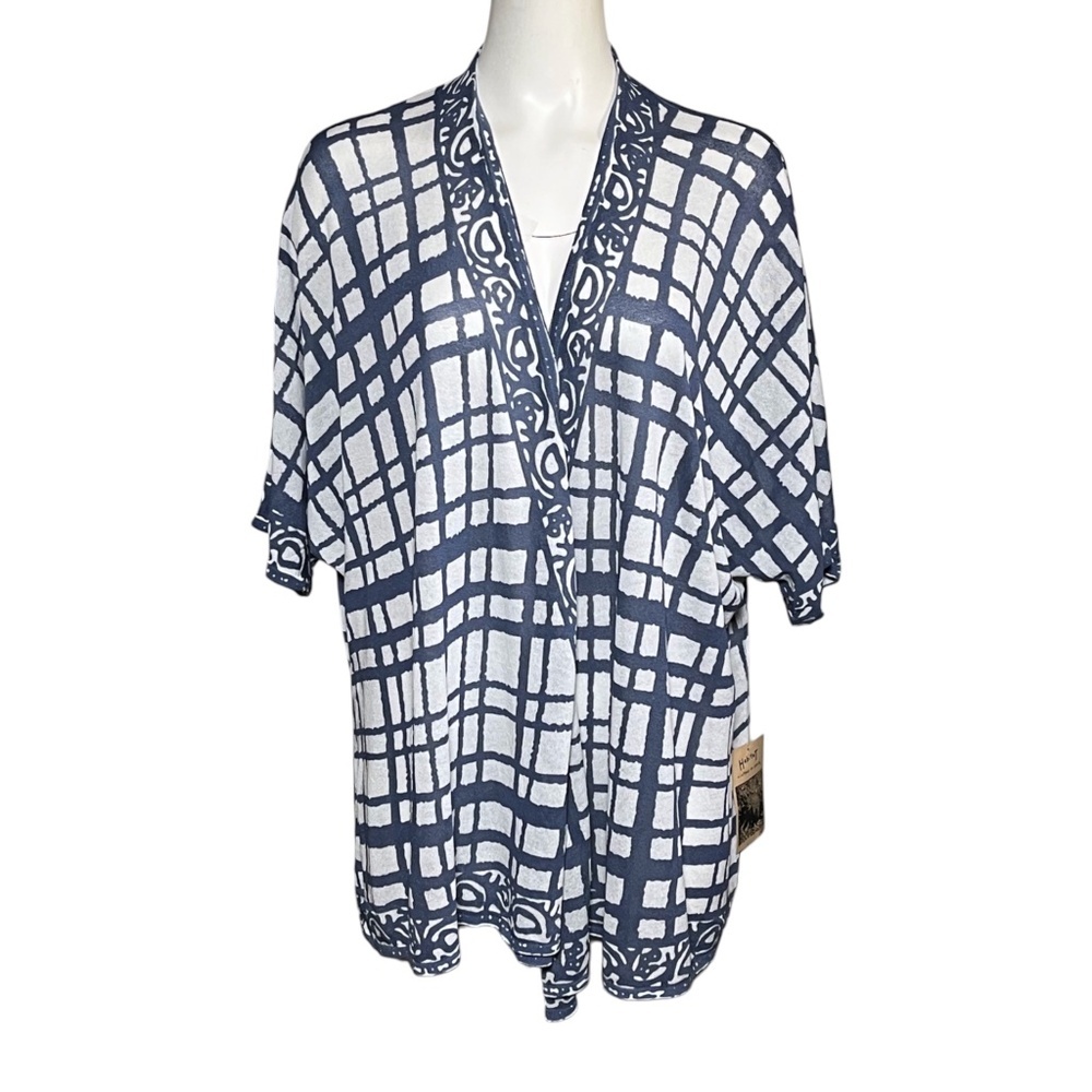 Habitat Clothes To Live In Womens Size XL Open Front Cardigan Sweater Blue Boxy